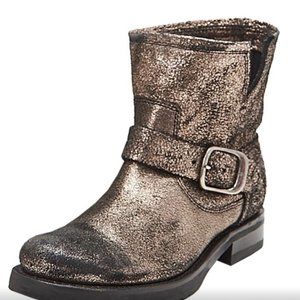 Frye Silver Metallic Distressed Moto Boot